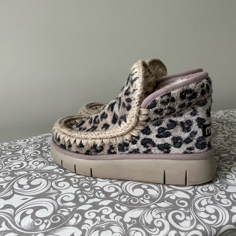 MOU Leopard Print Bounce Fleece Lined Ankle Boots - Picture 9 of 9